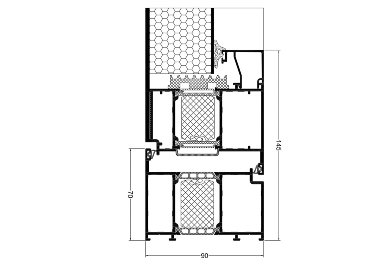 Panel door section, panel one sided, opens inside 1