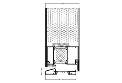 Panel door section, panel one sided, opens inside 2