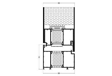 Panel door section, panel one sided, opens inside3